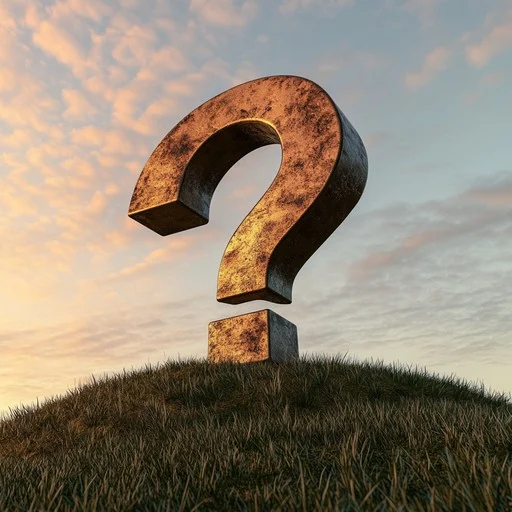 Why is meaning assumed long before it is designed? Giant questions mark on a hill